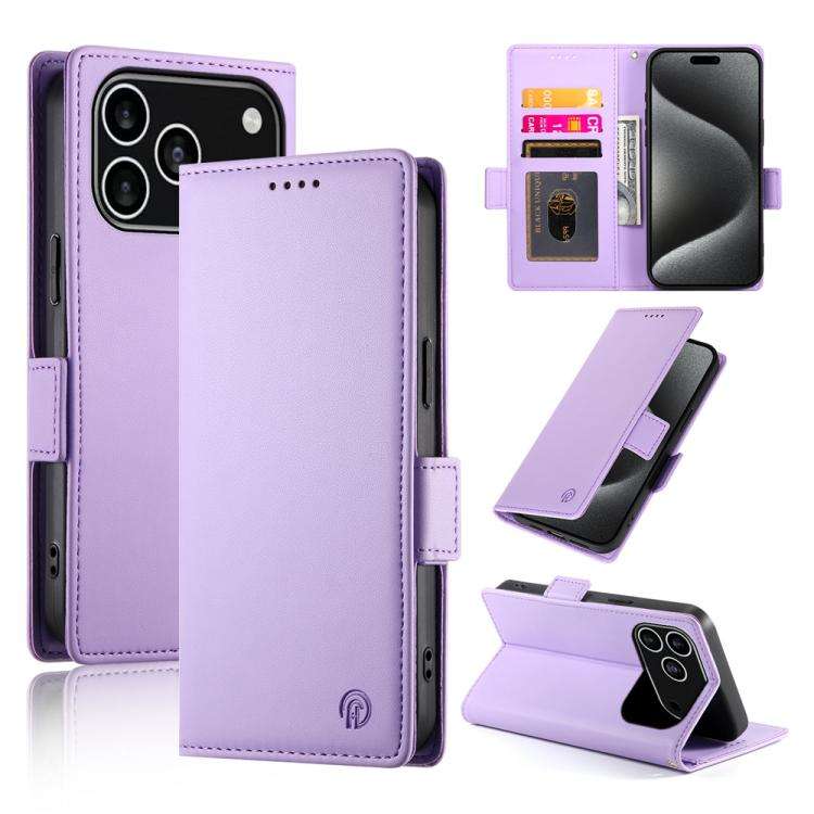 Side Buckle Magnetic Frosted Leather Phone Case, For iPhone 18 Pro / 17 Pro, For iPhone 18 Pro Ma...
