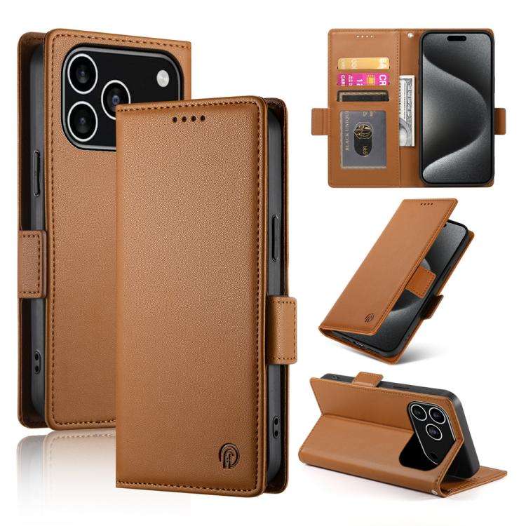 Side Buckle Magnetic Frosted Leather Phone Case, For iPhone 18 Pro / 17 Pro, For iPhone 18 Pro Ma...