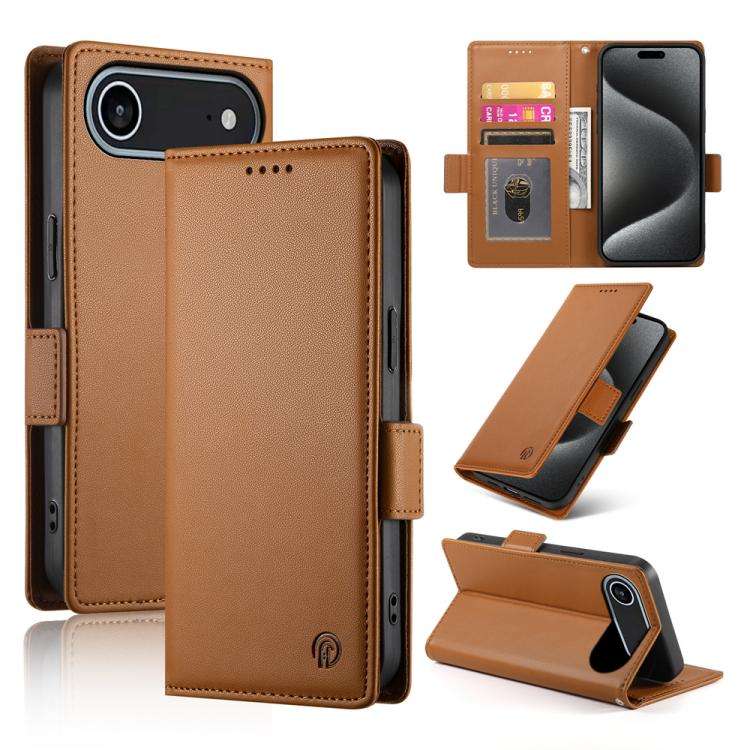 Side Buckle Magnetic Frosted Leather Phone Case, For iPhone 18 Pro / 17 Pro, For iPhone 18 Pro Ma...