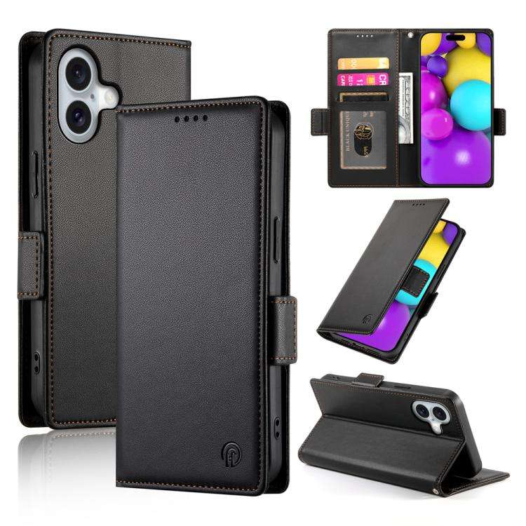 Side Buckle Magnetic Frosted Leather Phone Case, For iPhone 18 Pro / 17 Pro, For iPhone 18 Pro Ma...