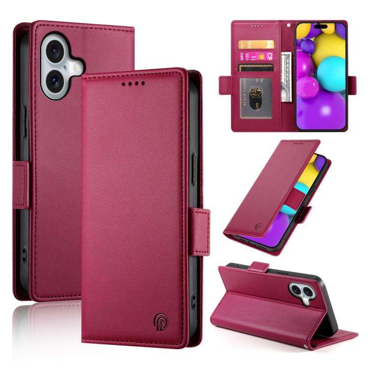 Side Buckle Magnetic Frosted Leather Phone Case, For iPhone 18 Pro / 17 Pro, For iPhone 18 Pro Ma...