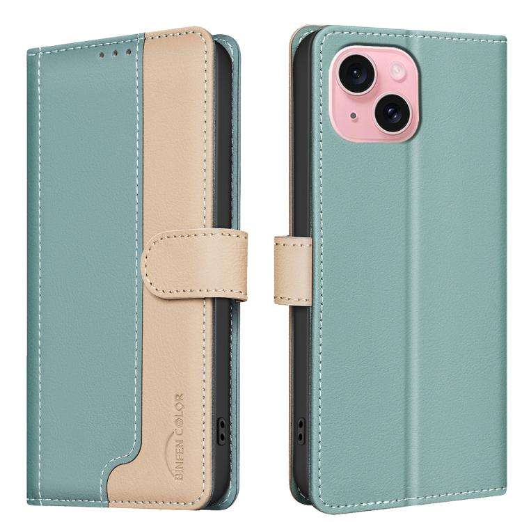 Color Matching RFID Anti-theft Leather Phone Case, For iPhone 15 Pro Max, For iPhone 15 Pro, For ...