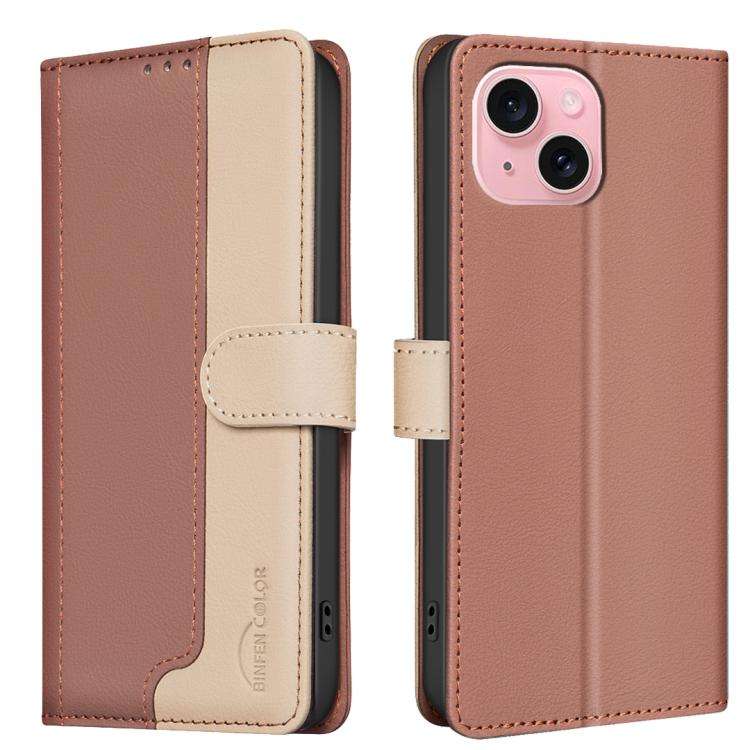 Color Matching RFID Anti-theft Leather Phone Case, For iPhone 15 Pro Max, For iPhone 15 Pro, For ...