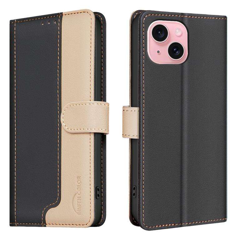 Color Matching RFID Anti-theft Leather Phone Case, For iPhone 15 Pro Max, For iPhone 15 Pro, For ...