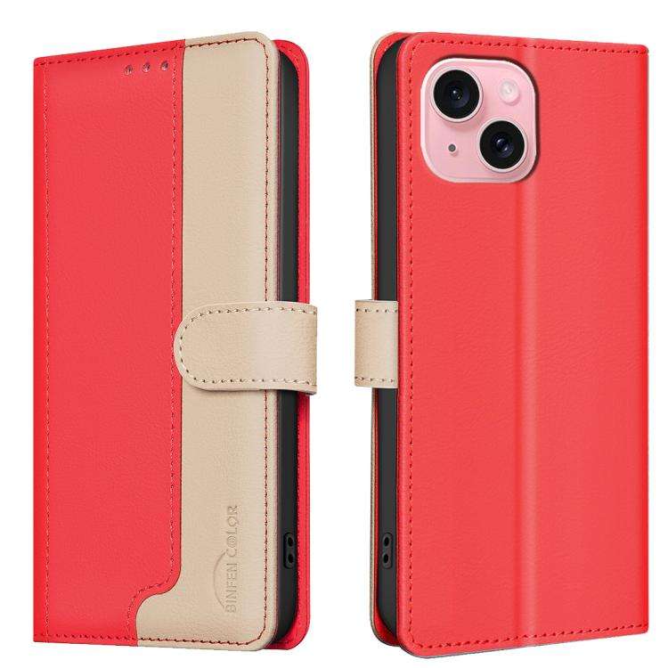 Color Matching RFID Anti-theft Leather Phone Case, For iPhone 15 Pro Max, For iPhone 15 Pro, For ...