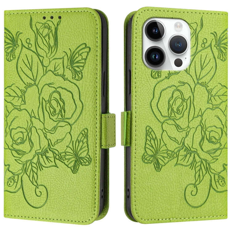 Embossed Rose RFID Anti-theft Leather Phone Case, For iPhone 14 Pro Max, For iPhone SE 2022 / SE ...