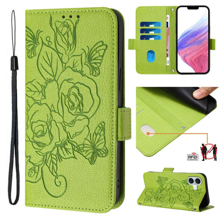 Embossed Rose RFID Anti-theft Leather Phone Case, For iPhone 18 Pro / 17 Pro, For iPhone 18 Pro M...