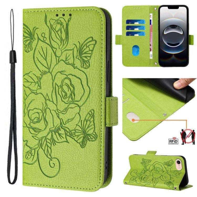Embossed Rose RFID Anti-theft Leather Phone Case, For iPhone 18 Pro / 17 Pro, For iPhone 18 Pro M...
