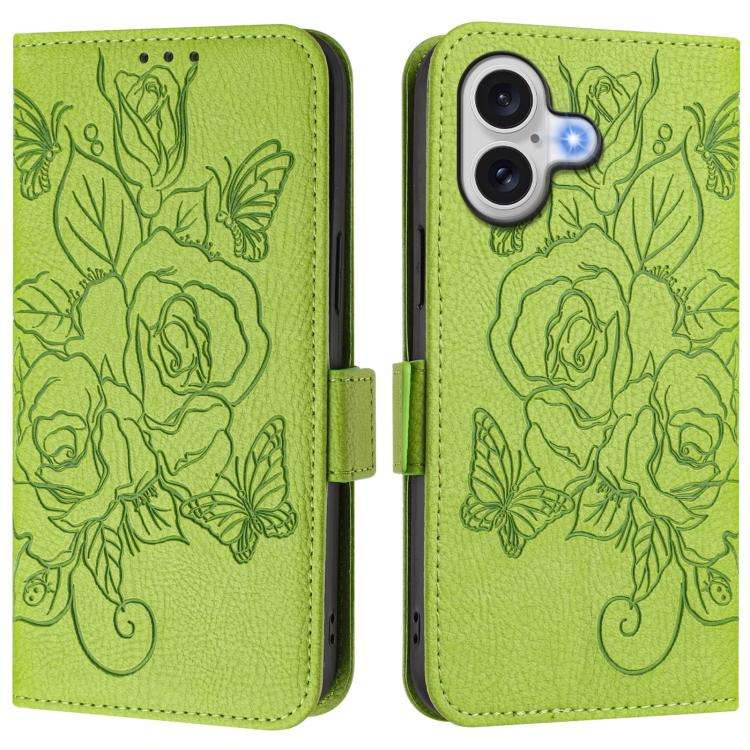 Embossed Rose RFID Anti-theft Leather Phone Case, For iPhone 18 Pro / 17 Pro, For iPhone 18 Pro M...