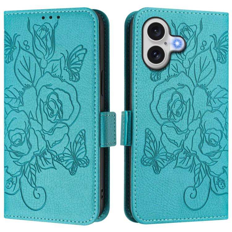 Embossed Rose RFID Anti-theft Leather Phone Case, For iPhone 18 Pro / 17 Pro, For iPhone 18 Pro M...
