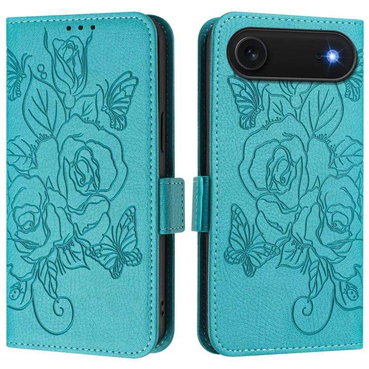 Embossed Rose RFID Anti-theft Leather Phone Case, For iPhone 18 Pro / 17 Pro, For iPhone 18 Pro M...