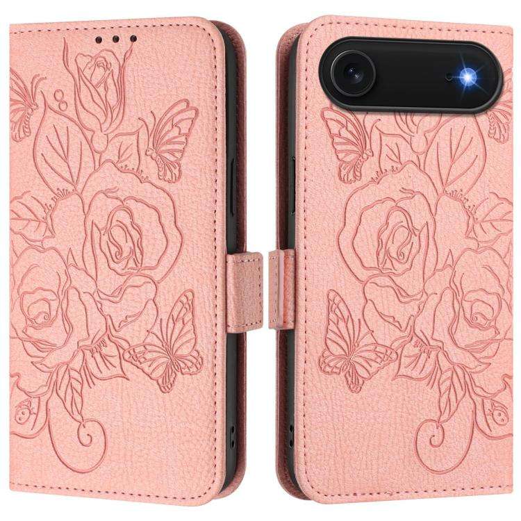 Embossed Rose RFID Anti-theft Leather Phone Case, For iPhone 18 Pro / 17 Pro, For iPhone 18 Pro M...