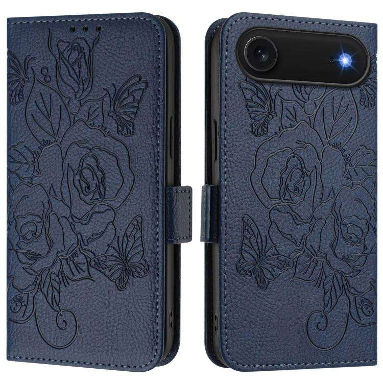 Embossed Rose RFID Anti-theft Leather Phone Case, For iPhone 18 Pro / 17 Pro, For iPhone 18 Pro M...