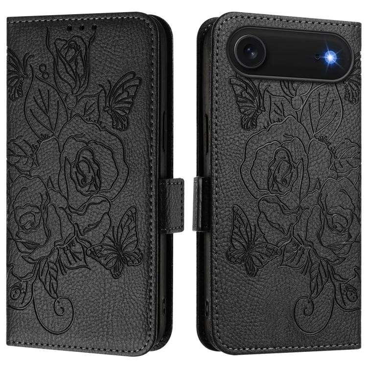 Embossed Rose RFID Anti-theft Leather Phone Case, For iPhone 18 Pro / 17 Pro, For iPhone 18 Pro M...