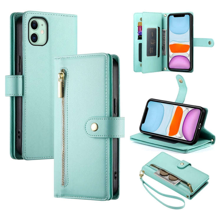 Nine Card-slot Zipper Wallet Bag Leather Phone Case, For iPhone 11 Pro Max, For iPhone 11, For iP...