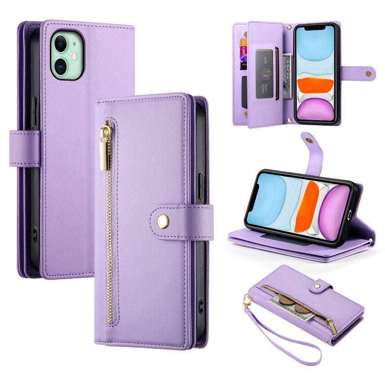 Nine Card-slot Zipper Wallet Bag Leather Phone Case, For iPhone 11 Pro Max, For iPhone 11, For iP...