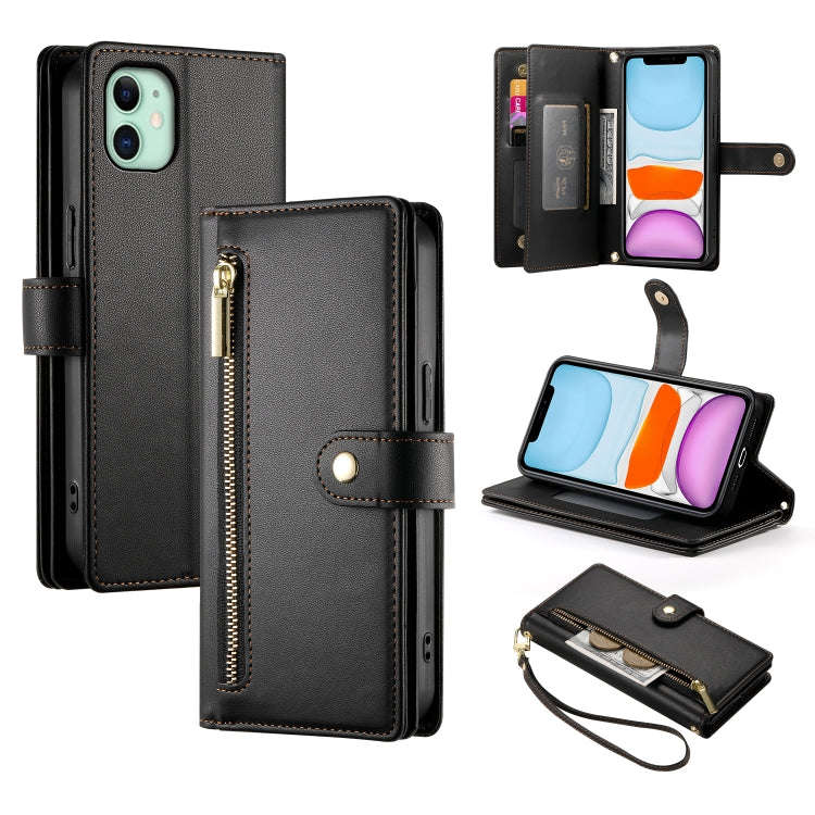 Nine Card-slot Zipper Wallet Bag Leather Phone Case, For iPhone 11 Pro Max, For iPhone 11, For iP...