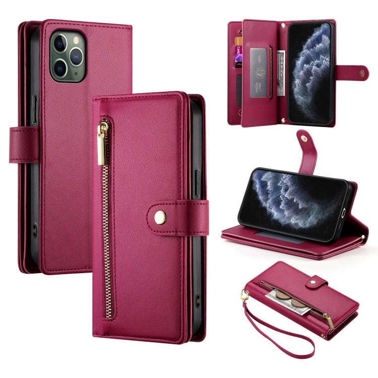 Nine Card-slot Zipper Wallet Bag Leather Phone Case, For iPhone 11 Pro Max, For iPhone 11, For iP...