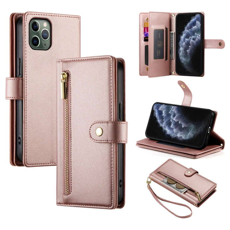 Nine Card-slot Zipper Wallet Bag Leather Phone Case, For iPhone 11 Pro Max, For iPhone 11, For iP...