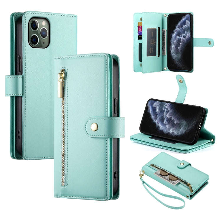 Nine Card-slot Zipper Wallet Bag Leather Phone Case, For iPhone 11 Pro Max, For iPhone 11, For iP...