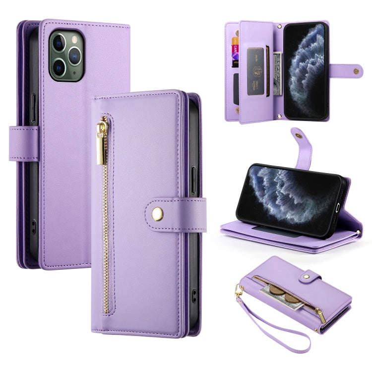 Nine Card-slot Zipper Wallet Bag Leather Phone Case, For iPhone 11 Pro Max, For iPhone 11, For iP...