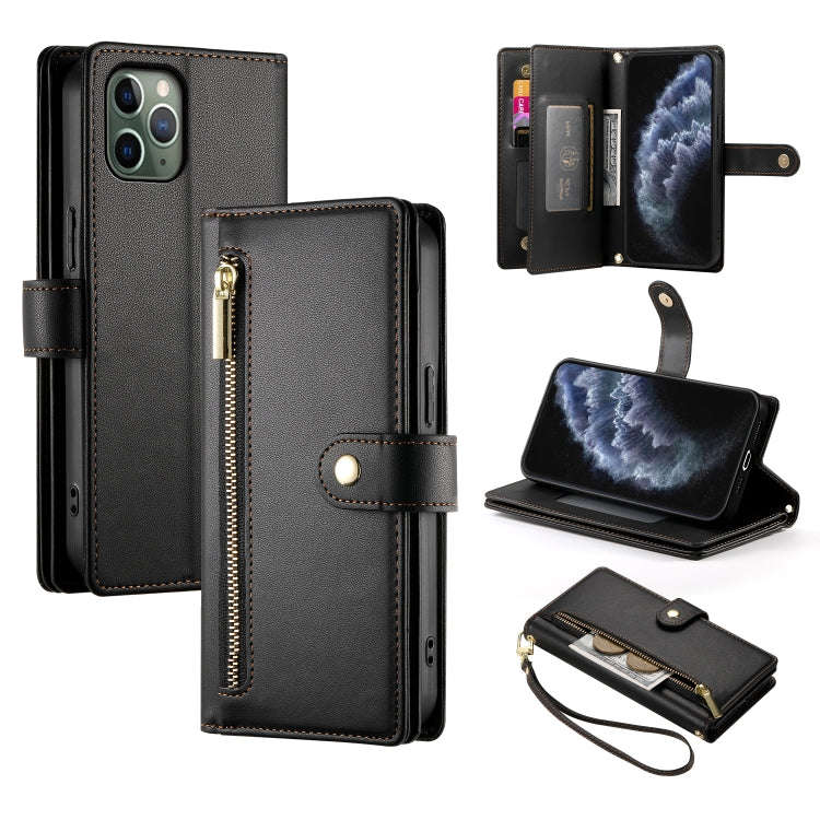 Nine Card-slot Zipper Wallet Bag Leather Phone Case, For iPhone 11 Pro Max, For iPhone 11, For iP...