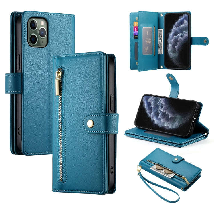 Nine Card-slot Zipper Wallet Bag Leather Phone Case, For iPhone 11 Pro Max, For iPhone 11, For iP...
