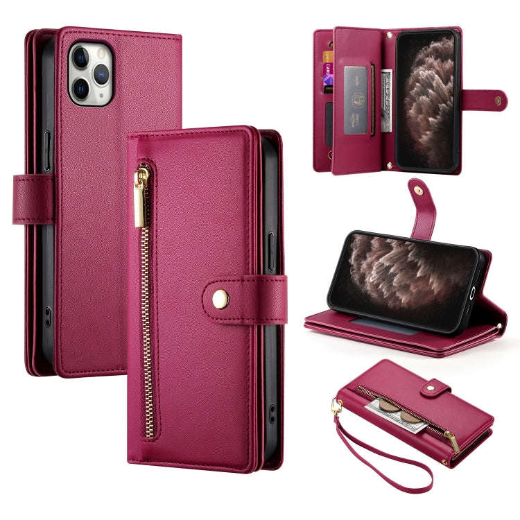 Nine Card-slot Zipper Wallet Bag Leather Phone Case, For iPhone 11 Pro Max, For iPhone 11, For iP...