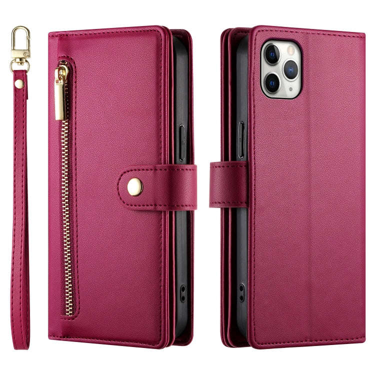 Nine Card-slot Zipper Wallet Bag Leather Phone Case, For iPhone 11 Pro Max, For iPhone 11, For iP...