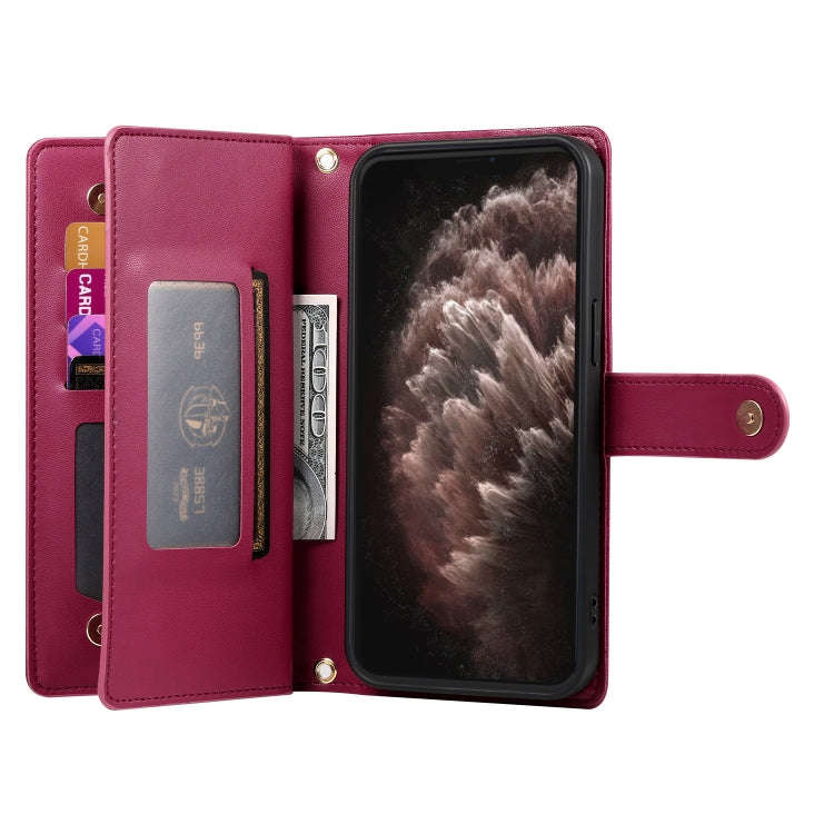 Nine Card-slot Zipper Wallet Bag Leather Phone Case, For iPhone 11 Pro Max, For iPhone 11, For iP...