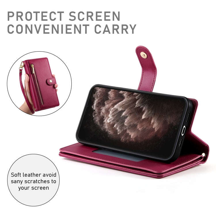 Nine Card-slot Zipper Wallet Bag Leather Phone Case, For iPhone 11 Pro Max, For iPhone 11, For iP...