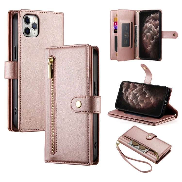 Nine Card-slot Zipper Wallet Bag Leather Phone Case, For iPhone 11 Pro Max, For iPhone 11, For iP...
