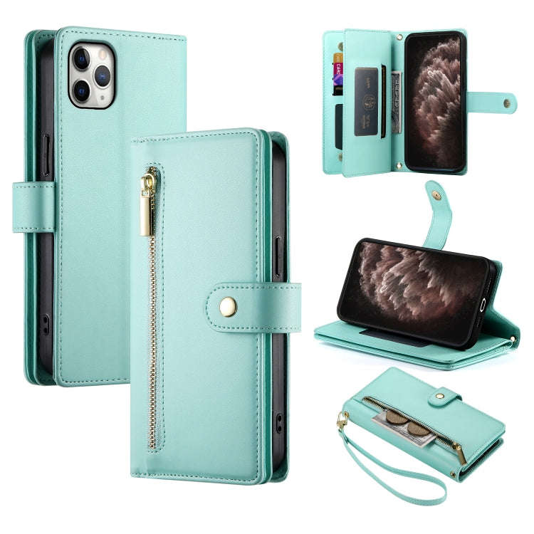 Nine Card-slot Zipper Wallet Bag Leather Phone Case, For iPhone 11 Pro Max, For iPhone 11, For iP...