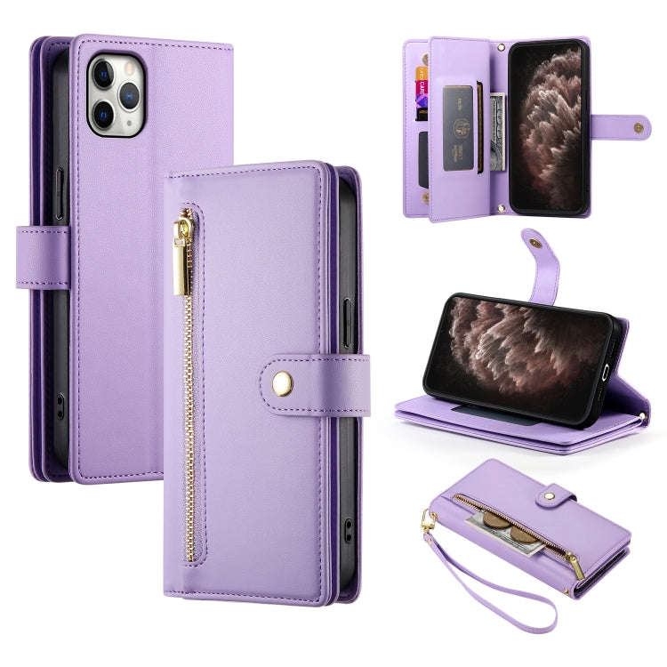 Nine Card-slot Zipper Wallet Bag Leather Phone Case, For iPhone 11 Pro Max, For iPhone 11, For iP...