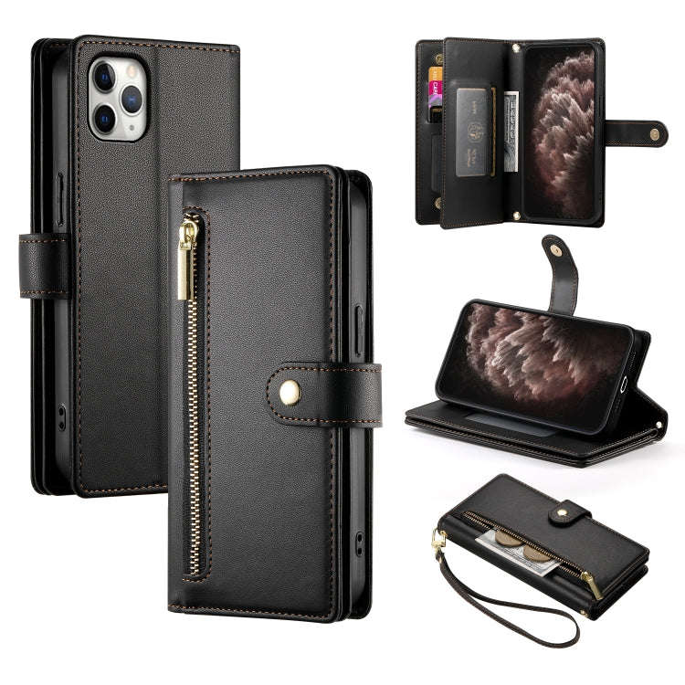 Nine Card-slot Zipper Wallet Bag Leather Phone Case, For iPhone 11 Pro Max, For iPhone 11, For iP...