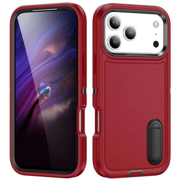 Rugged PC + Silicone Phone Case with Holder, For iPhone 18 Pro / 17 Pro, For iPhone 18 Pro Max / ...
