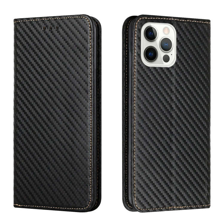 Carbon Fiber Texture Magnetic Flip Leather Phone Case, For iPhone 18 Pro / 17 Pro, For iPhone 18 ...