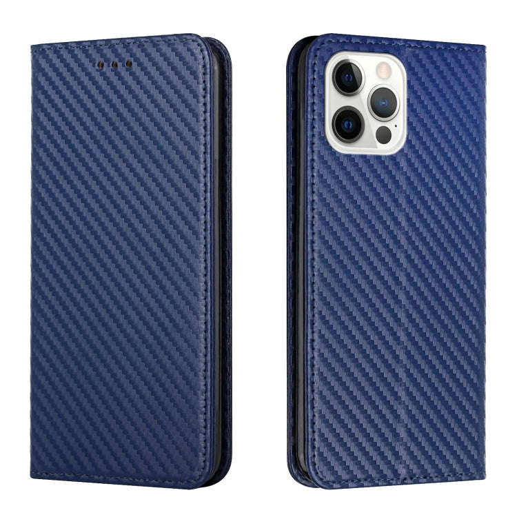 Carbon Fiber Texture Magnetic Flip Leather Phone Case, For iPhone 18 Pro / 17 Pro, For iPhone 18 ...