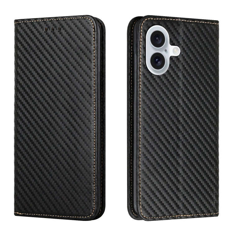 Carbon Fiber Texture Magnetic Flip Leather Phone Case, For iPhone 18 Pro / 17 Pro, For iPhone 18 ...