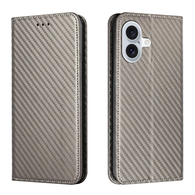Carbon Fiber Texture Magnetic Flip Leather Phone Case, For iPhone 18 Pro / 17 Pro, For iPhone 18 ...