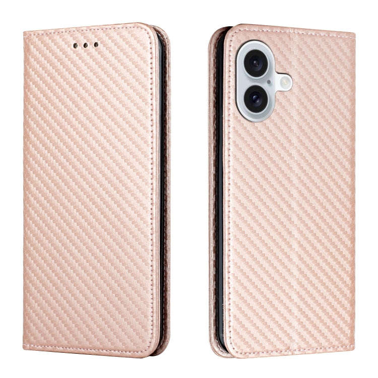 Carbon Fiber Texture Magnetic Flip Leather Phone Case, For iPhone 18 Pro / 17 Pro, For iPhone 18 ...