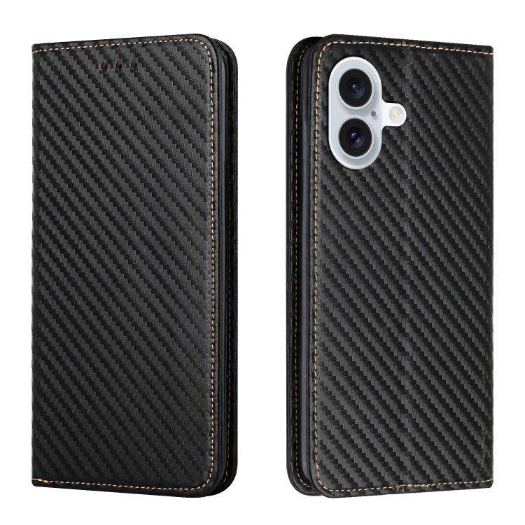 Carbon Fiber Texture Magnetic Flip Leather Phone Case, For iPhone 18 Pro / 17 Pro, For iPhone 18 ...