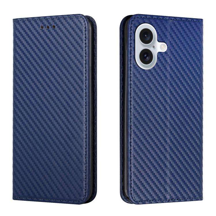 Carbon Fiber Texture Magnetic Flip Leather Phone Case, For iPhone 18 Pro / 17 Pro, For iPhone 18 ...
