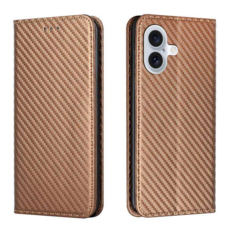 Carbon Fiber Texture Magnetic Flip Leather Phone Case, For iPhone 18 Pro / 17 Pro, For iPhone 18 ...