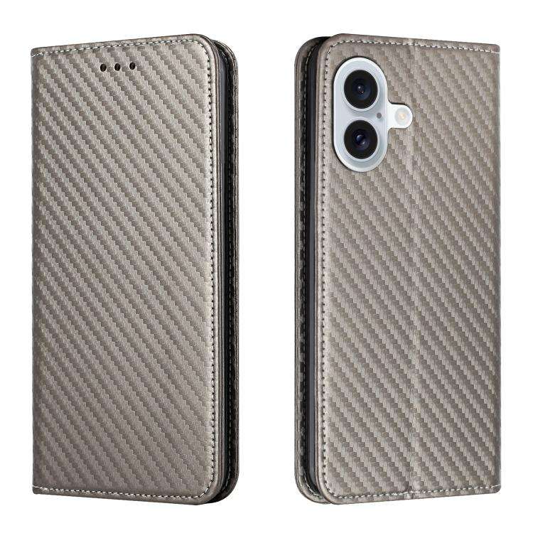 Carbon Fiber Texture Magnetic Flip Leather Phone Case, For iPhone 18 Pro / 17 Pro, For iPhone 18 ...