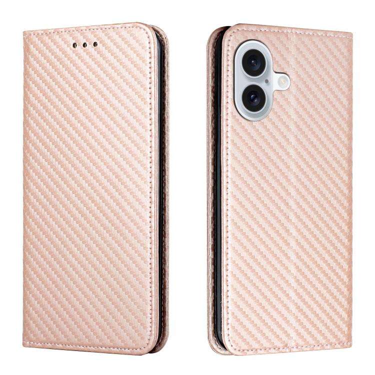 Carbon Fiber Texture Magnetic Flip Leather Phone Case, For iPhone 18 Pro / 17 Pro, For iPhone 18 ...