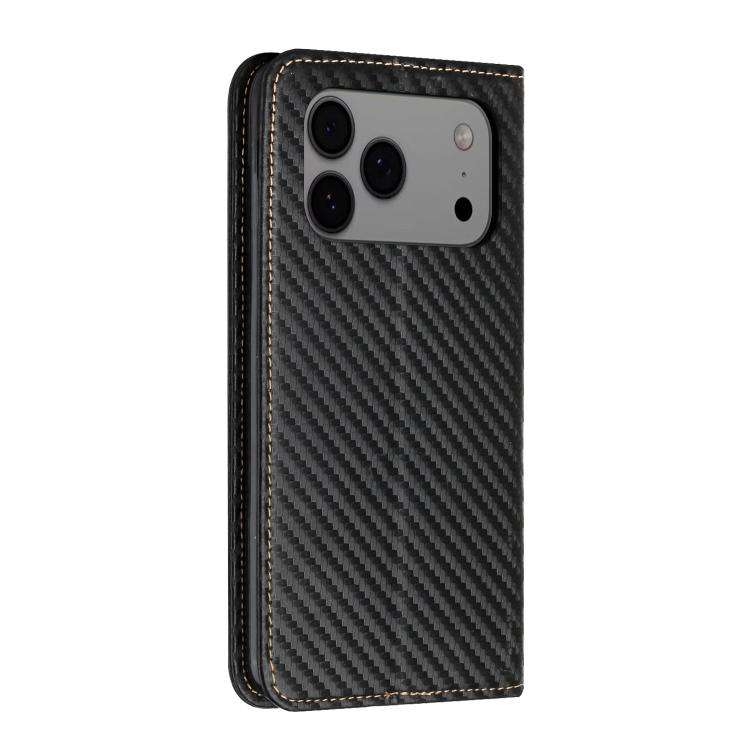 Carbon Fiber Texture Magnetic Flip Leather Phone Case, For iPhone 18 Pro / 17 Pro, For iPhone 18 ...