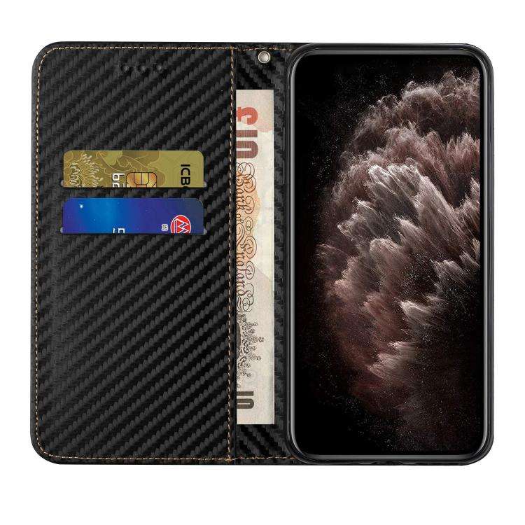Carbon Fiber Texture Magnetic Flip Leather Phone Case, For iPhone 18 Pro / 17 Pro, For iPhone 18 ...