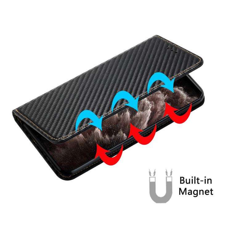 Carbon Fiber Texture Magnetic Flip Leather Phone Case, For iPhone 18 Pro / 17 Pro, For iPhone 18 ...