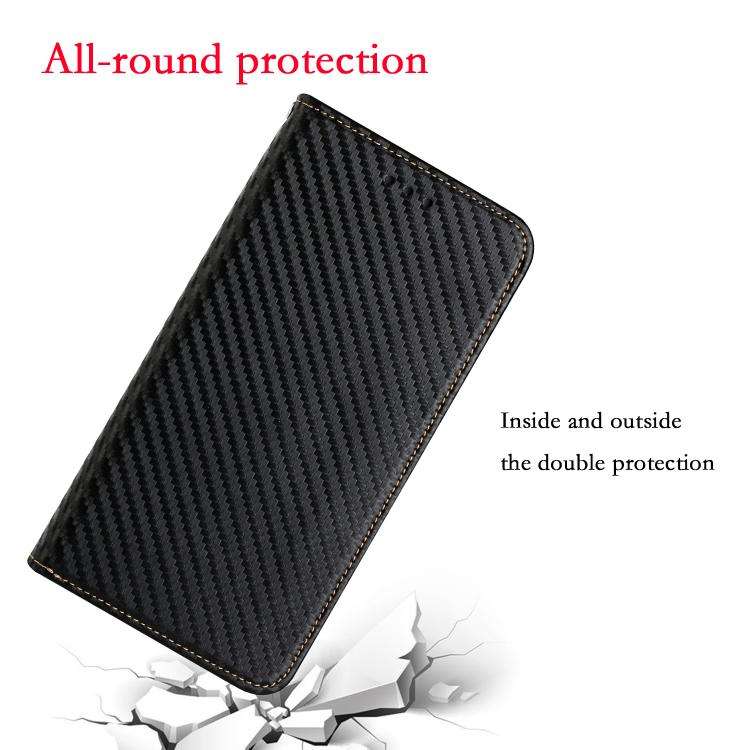 Carbon Fiber Texture Magnetic Flip Leather Phone Case, For iPhone 18 Pro / 17 Pro, For iPhone 18 ...